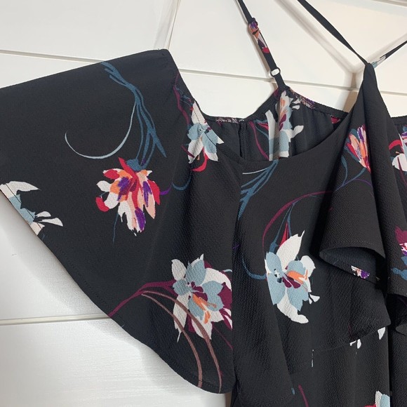 Maurices 2 Dress 2X XXL Black Floral Off The Shoulder Knee Length Lined A-Line - Picture 5 of 10